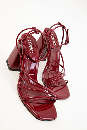 SOHO Claret Red Patent Leather Women's Classic Heeled Shoes 20282