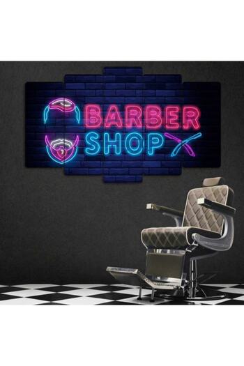 EVLOYA Barber Shop 5 Parçalı Tablo