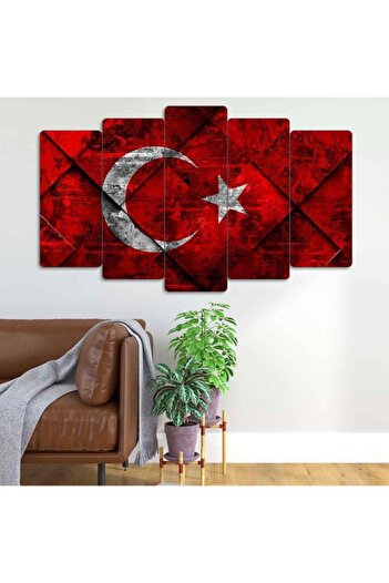EVLOYA Türk Bayrağı 5 Parçalı Tablo