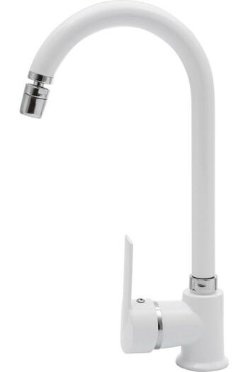 HMS White T-max Rice 360° Swivel Headed Kitchen Sink Faucet