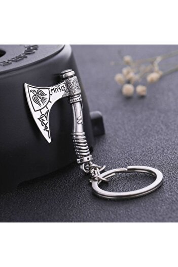 Viking Scandinavian Valknut Triquetra - Nordic Figures and Symbols Keychain Axe