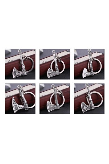 Viking Scandinavian Valknut Triquetra - Nordic Figures and Symbols Keychain Axe