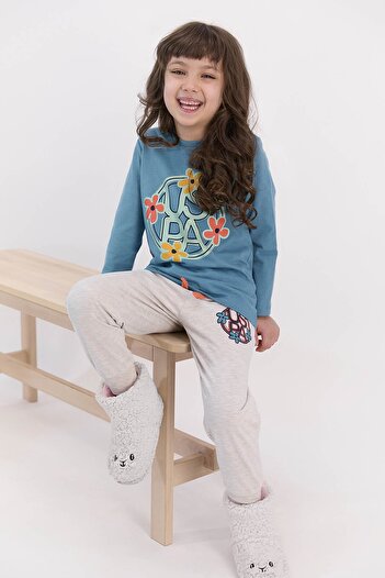 U.S. Polo Assn. Set de pijamale pentru fete, U.S. Polo Assn, albastru petrol închis