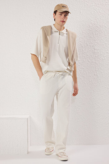 Trendyol Collection Ecru Wide Leg/Wide Cut Textured Sweatpants