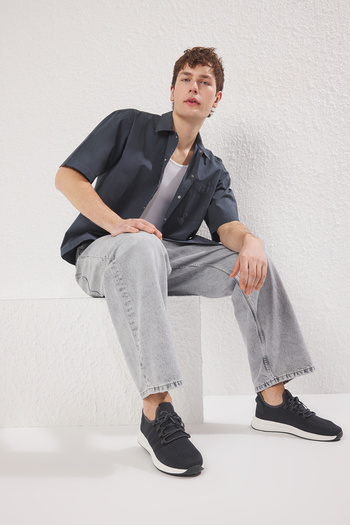 TRENDYOL SHOES Чоловічі кросівки TAKSS25SN00018 з темно-синього трикотажу на шнурівці на легкій підошві TAKSS25SN00018