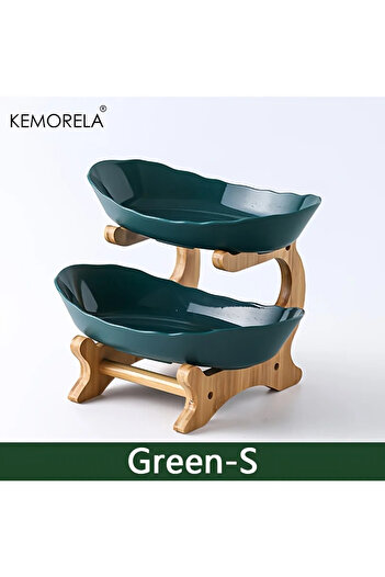 Choice Green S Double/Three layer Modern Wooden Living Room Multi-layer Snack Net Plastic Fruit Plate Woode