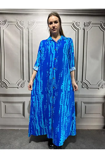 AGORATEKSTİL Rochie cămașă cu mânecă lungă din țesătură din viscoză pentru femei