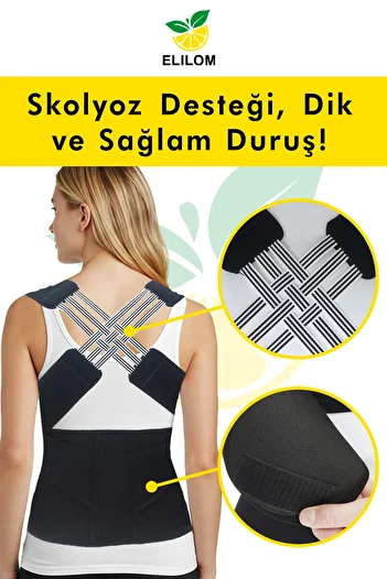 elilom Unisex Upright Posture Corset - Back and Shoulder Support with Cross Band (Kuna)