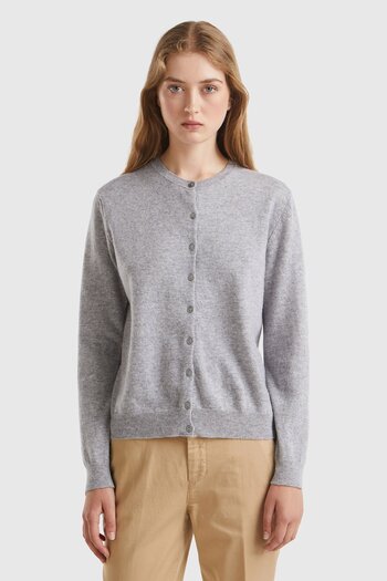United Colors of Benetton Women / Girls Gray Cardigan (Model Code: 124A1002D5485)