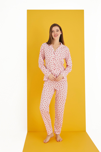 STRAWBERRY Pamuklu Düğmeli Pijama Takım