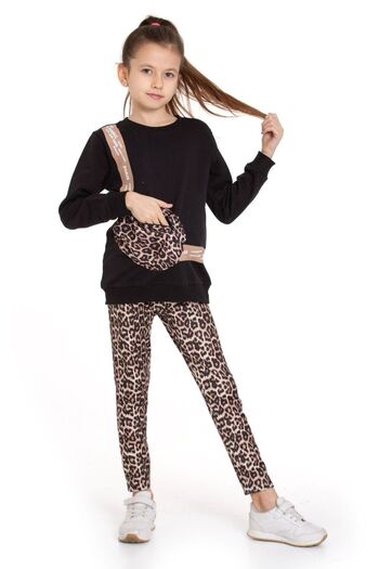 Cici kız Baby Junior Girl's Leopard and Sequin Patterned Children's Set