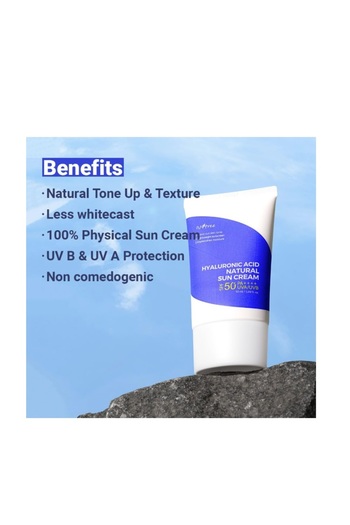 Isntree Sun Cream Natural Hyaluronic Acid SPF 50+ UVA/UVB Long & Medium Sunscreen 50ml