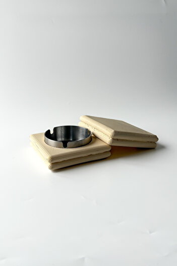 sin istanbul Square Bubble with Lid - Beige Ash Tray