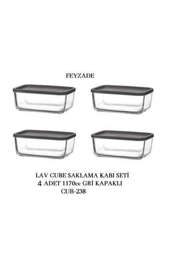 LAV Feyzade Cube Storage Container Set 4Pcs 1170Cc (Cub-238)
