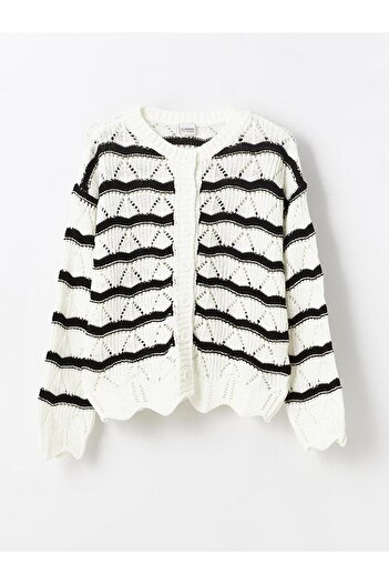 LC Waikiki Crew Neck Long Sleeve Girl's Knitwear Cardigan