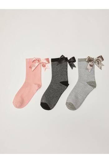 LC Waikiki Bow Detailed Girl's Sock Socks 3-Piece