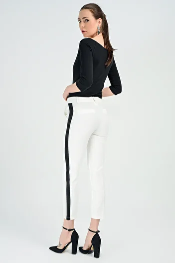 Sense Pants - So Stripe Ankle Pencil Pants| Pnt19011 Ecru