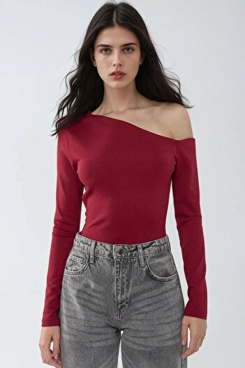 Hiccup Asymmetrical Collar Long Sleeve Knitted Top