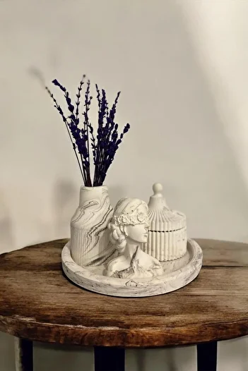 Znp Home Marble Pattern Decorative Gift Vase Trinket Set