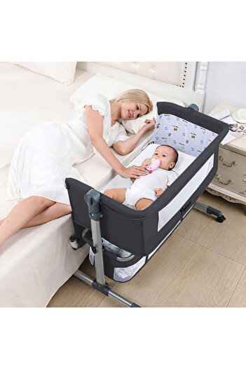 TEKNUM Moonlight Bedside Crib - Dark Grey
