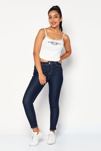 X-Girl Women Round Neck Sleeveless Embroidered Tank Top, White