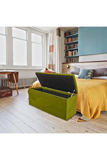 Homelux Bench with cosy storage space, 120x42x46 cm, velvet, lime green