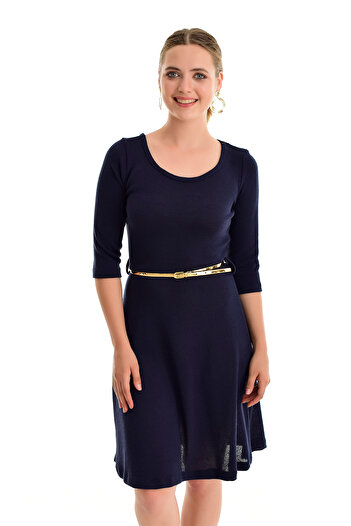 Sense Φόρεμα με γιακά πισίνας |   Elb32173 Navy Blue