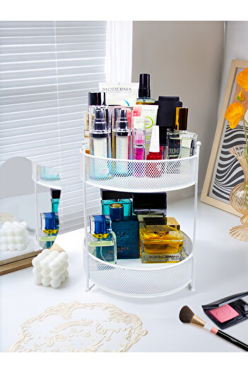 EVSTYLE White Ii Layer Makeup and Jewelry Organizer