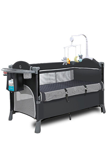 TEKNUM 4 in 1 Baby Bedside Co - Sleeper Bassinet and Playpen wt Rocker Grey