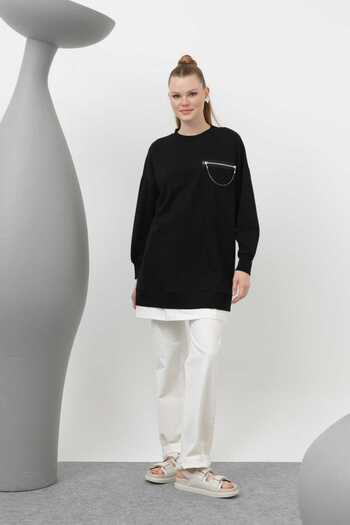 Puane Women's Two Thread Pocket Part Chain Detailed Tunic 10620