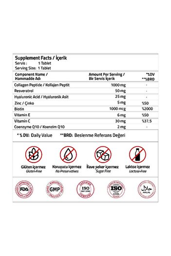Validus Collagen 1000 mg + Resveratrol + Hyaluronic Acid 30 Tablets