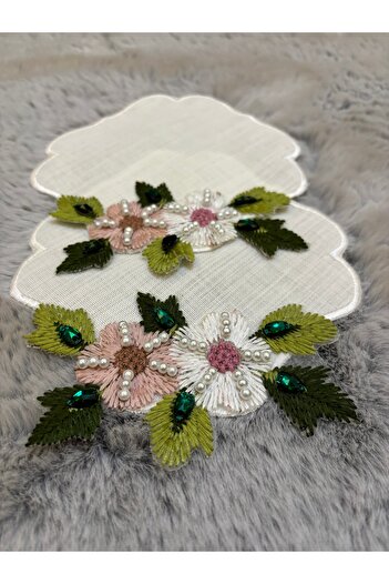 Luxehome Flower Embroidered Coffee Presentation Napkin 2 Pcs