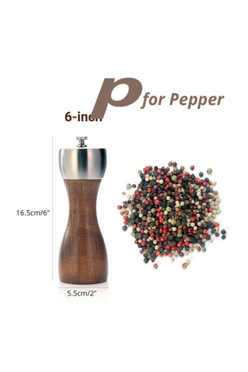 Choice 6 inch for pepper Leeseph Premium Beech Pepper Mill, Salt and Pepper Grinder - Precision Carbon Stee