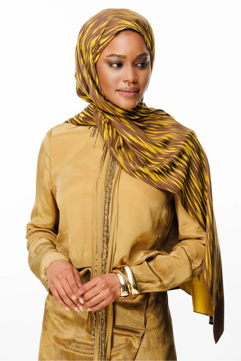 Mooncorn Selis Pattern Checked Bitter Coffee and Mustard