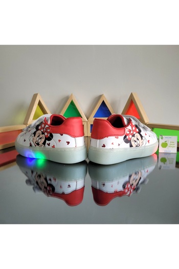 Elma Çocuk Işıklı Ortopedik Cırt Cırtlı Kız Çocuk Sneaker Spor Ayakkabı