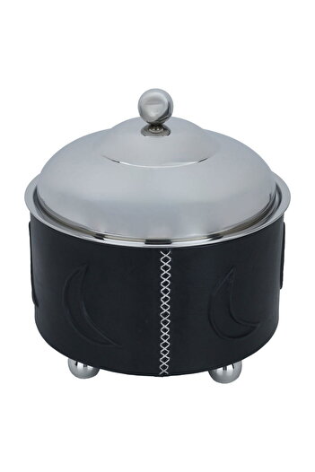 Alsaif Gallery Steel Saif Gallery Food Warmer, 30 x 30 x 33 cm, 3 L, Round, Double Bowl - Black