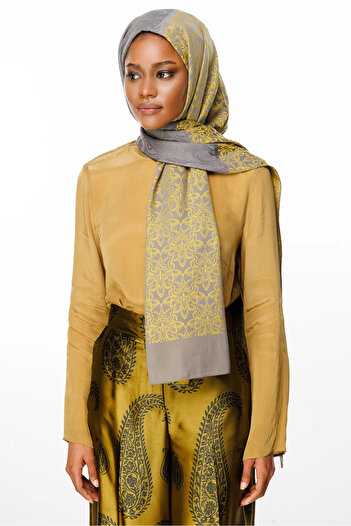 Mooncorn Nora Pattern Reversible Shawl Dark Grey-Mustard