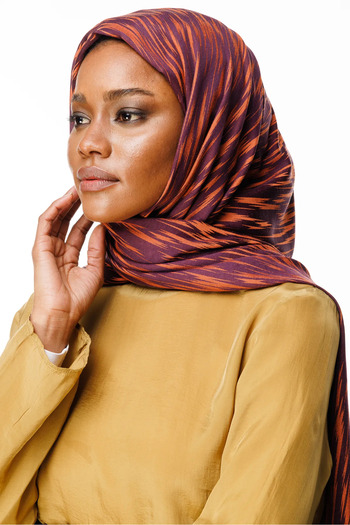 Mooncorn Selis Pattern Double Sided Shawl Purple-Orange