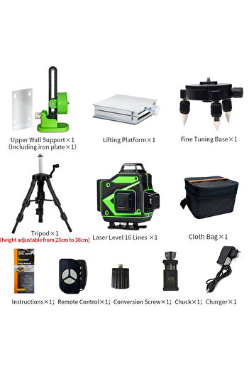 Choice1 16-002-32-H 16 line 4D laser level, green line self leveling, 360 horizontal and vertical ultra stro