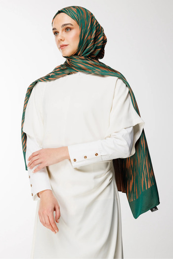 Mooncorn Selis Pattern Double Sided Shawl Emerald-Apricot