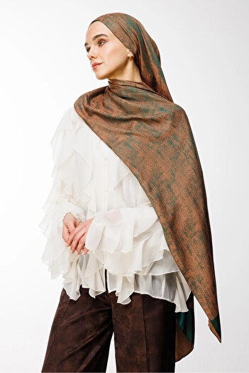 Mooncorn Sahara Pattern Double Sided Shawl Emerald-Apricot