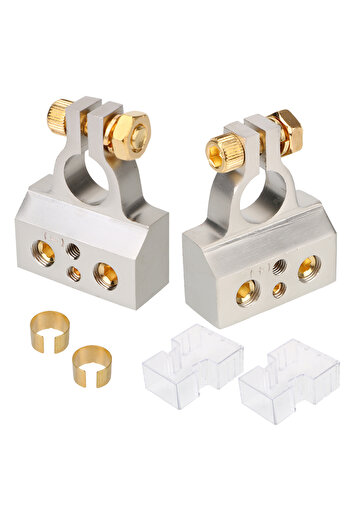 AINYSZIN Style 2 2Pcs Car Battery Terminal Connectors Audio Stereo Cable Clamps 0/2/4/8/10GA Adapter Modified