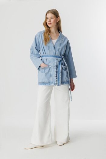 Hooopstore Sinna Knit Light Blue Denim Jacket