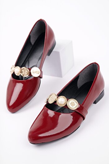 MUGGO Poena Brooch Detailed Single Strap Casual Women's Ballerinas