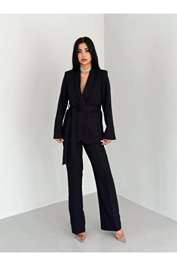Ekim Store Double Belted Blazer Jacket Pants Set