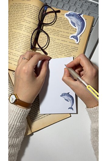 Handeto Kraft Dolphin Themed Memo Pad A6 Notebook - with Check Pluck and Glue