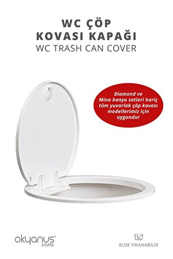 Okyanus Home White Round Replacement Trash Can Lid