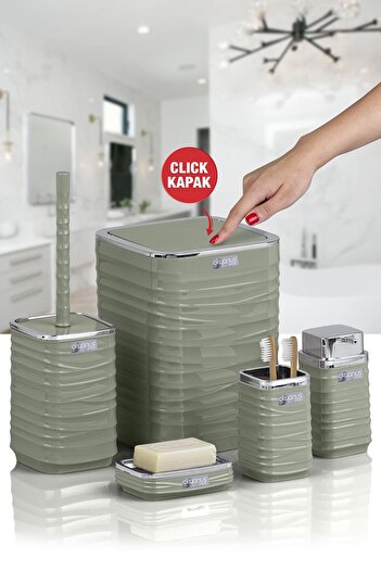 Okyanus Home Σετ μπάνιου Luna Green Chrome Square 5 τεμαχίων