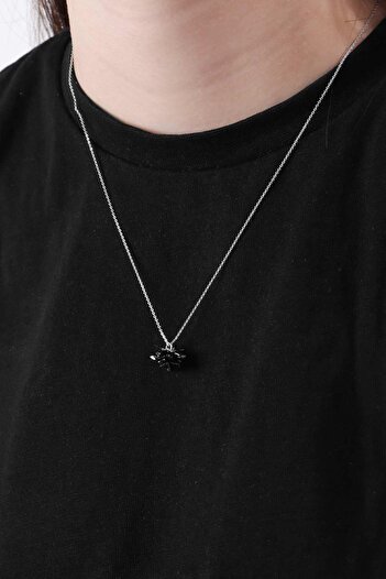 Pikas Black Necklace with Stone Detail