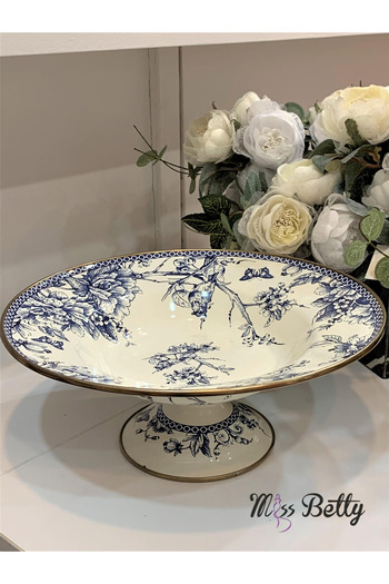 Miss Betty Blue Life Enameled Standing Fruit Bowl 30 cm